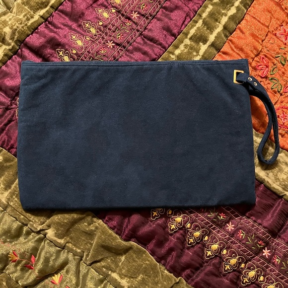Rare Bonnie Boynton Vintage Suede Wristlet, Navy - Picture 8 of 9